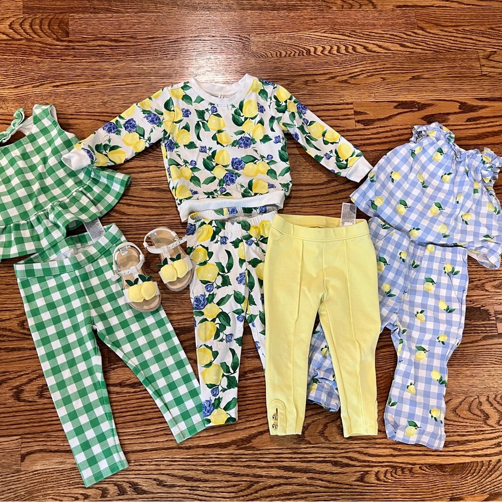 Janie and Jack 8pc lemon-themed lot 18-24m